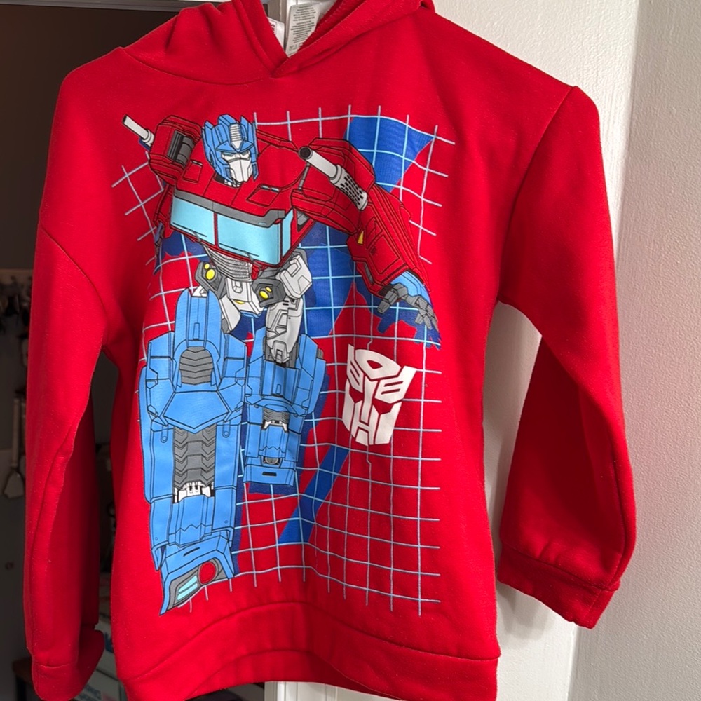 Kids Red Megatron Transformers Hoodie- Size 10-12 Great condition